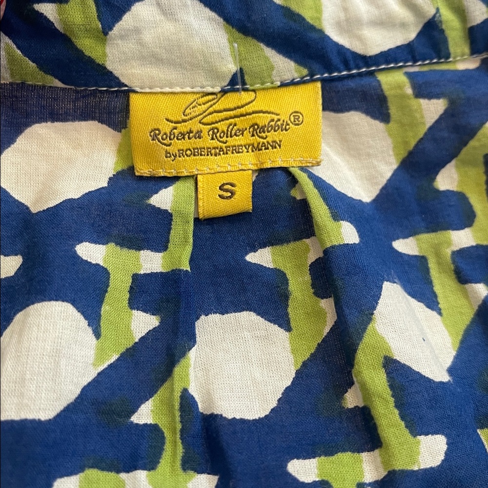 Roberta Roller Rabbit Blue Green Multi Color Tunic Top - Picture 3 of 5